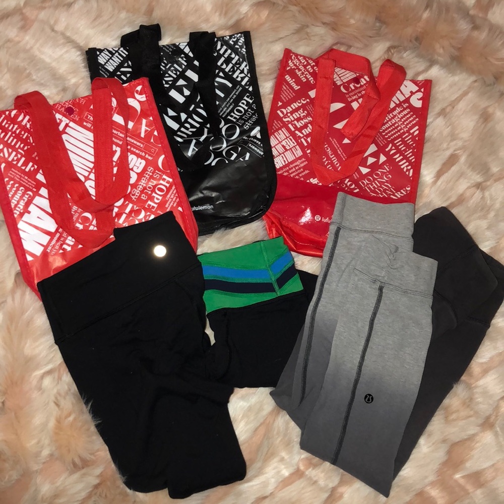 Lululemon Legging Bundle + Original Lulu Bags